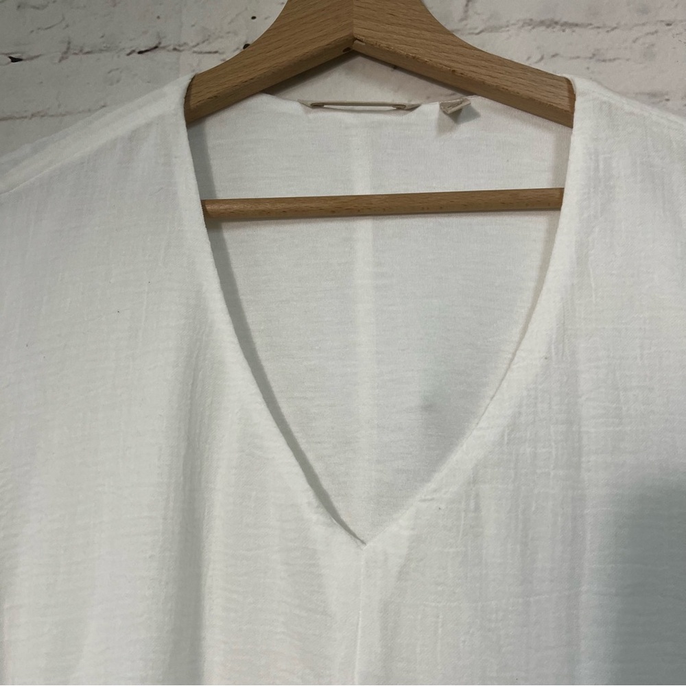 Soft Surroundings Sz Large 100% Cotton Casual Dress Pockets Knee Length White SS - Picture 8 of 12